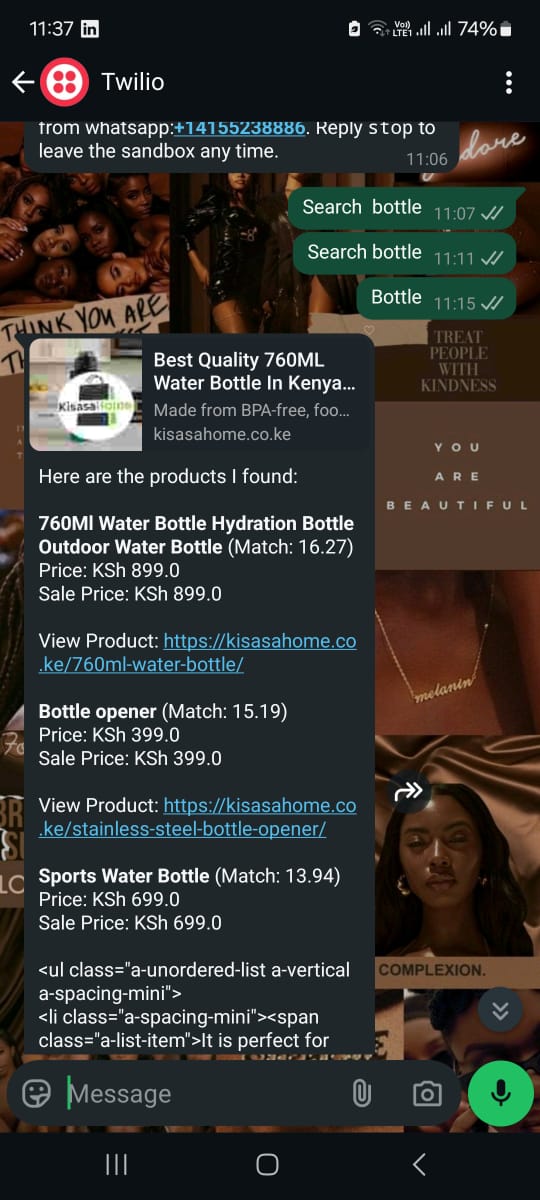 WhatsApp Product Search